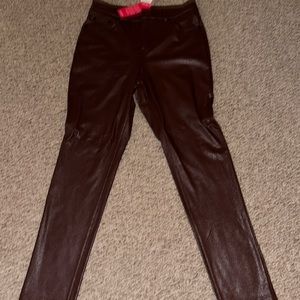 Wine colored faux leather 5 pocket pant